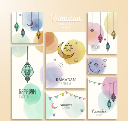 7 du Ramadan carte aquarelle vecteur mat¨¦riel