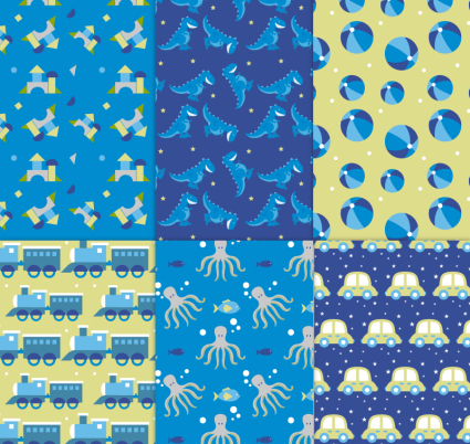 6 jouets de dessin anim¨¦ vecteur de fond sans soudure