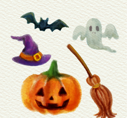 Élment vecteur 5 Halloween aquarelle