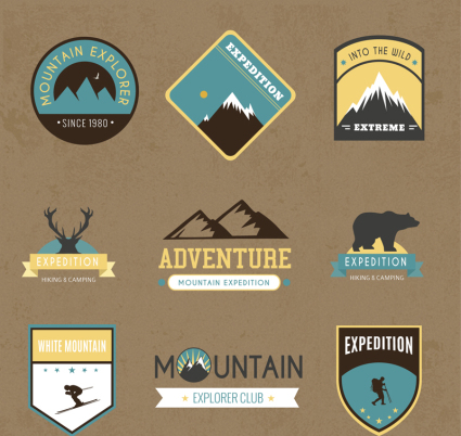 9 ¨¦tiquette Creative Vector montagne aventure