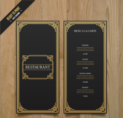 Vecteur positif et n¨¦gatif menu dentelle d'or