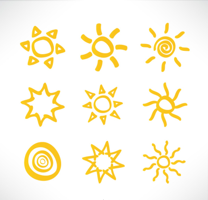 9 soleil matriel vecteur icône peinte  la main
