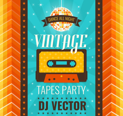 Retro party bandes de vecteur d'affiche