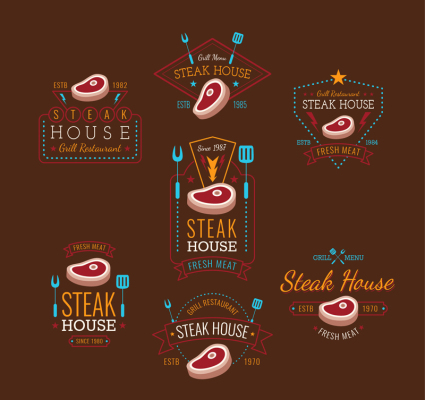 7, paragraphe mat¨¦riau Steakhouse tag vecteur