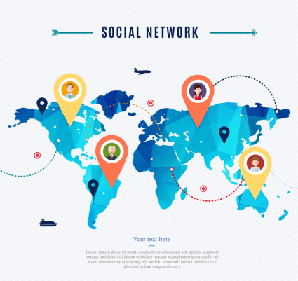 Mat¨¦riel carte du monde vecteur de r¨¦seau social
