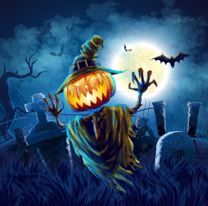 Halloween Pumpkin Man Tombstone et vecteur matriel