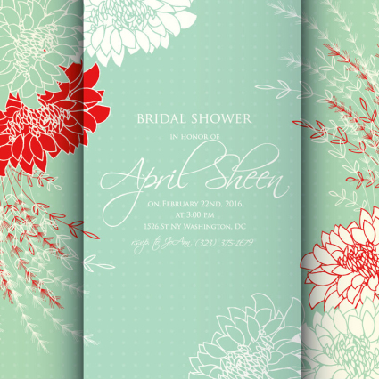 Vecteur de la carte d'invitation Creative floral nuptiale de douche