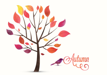 Arbres d'automne et d'oiseaux vecteur mat¨¦riel