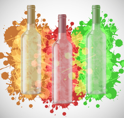 Encre et aquarelle bouteille de vin vecteur