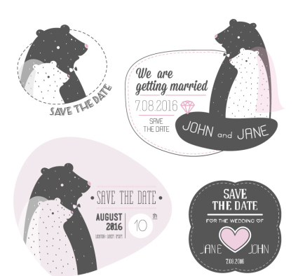 Ours tag vecteur 4 caricature de mariage