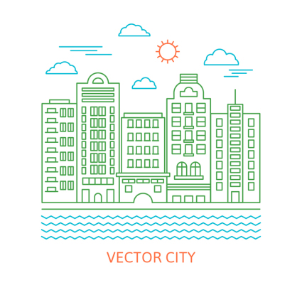 Vecteur rivire de construction de la ville