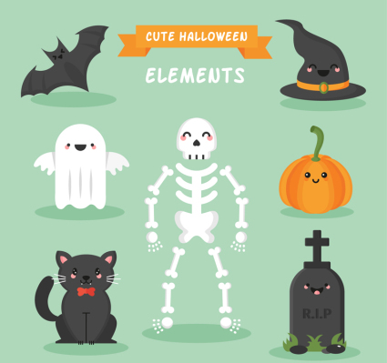 7 mignon Halloween lment matriel vecteur