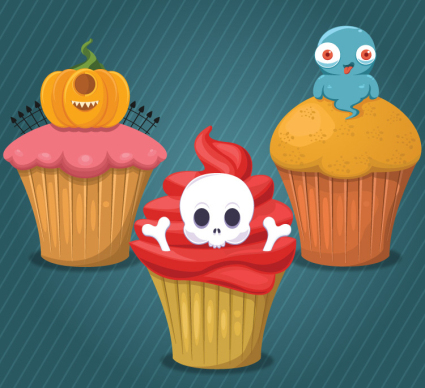 3 petits gâteaux Halloween Vecteur