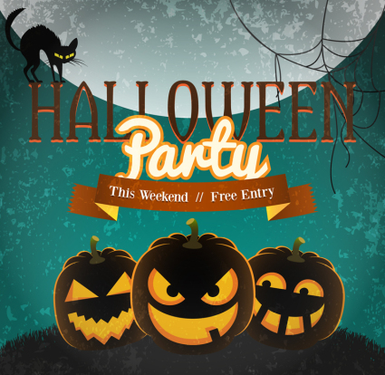 Horreur citrouille affiche de la fte d'Halloween vecteur