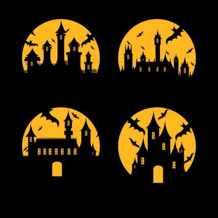 4 château Halloween icône circulaire vecteur