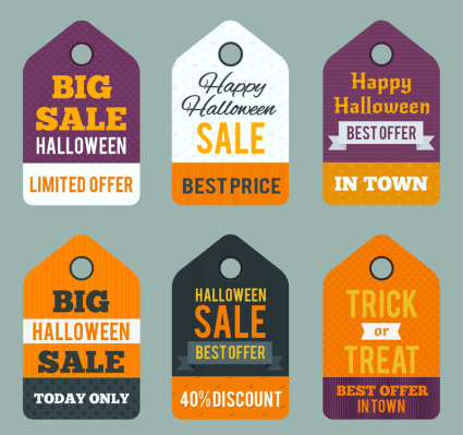 6 Halloween tag vecteur mat¨¦riel promotionnel