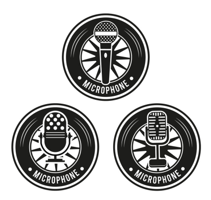 3 microphone noir vecteur mat¨¦riel d'¨¦tiquette