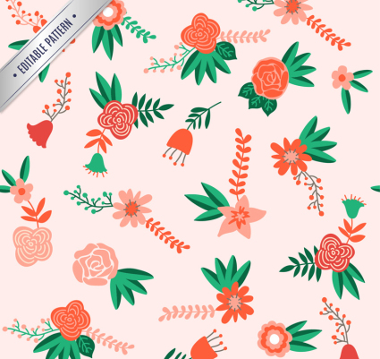 Cartoon rouge floral vecteur de fond sans soudure