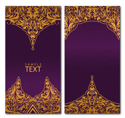 Motif de l'or sur le vecteur de la bannire violette