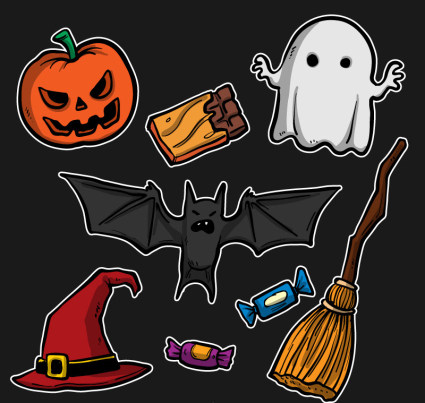 8 bande dessin¨¦e mat¨¦riau autocollants Halloween vecteur