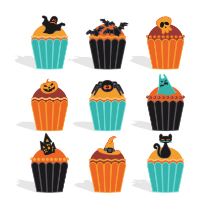 9 petits gâteaux exquis Vector Halloween