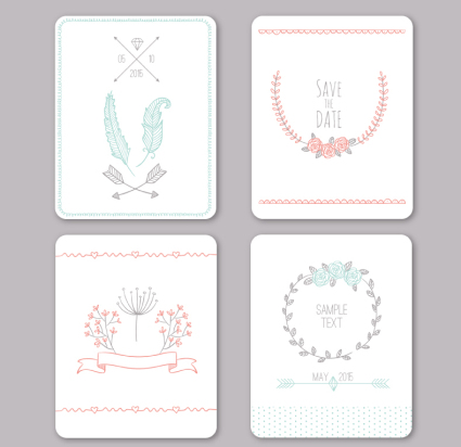Affiches 4 cartes de mariage frais vecteur mat¨¦riel