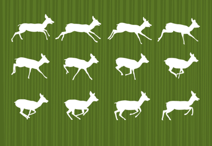 12 blanc Running Deer vecteur mat¨¦riel silhouette