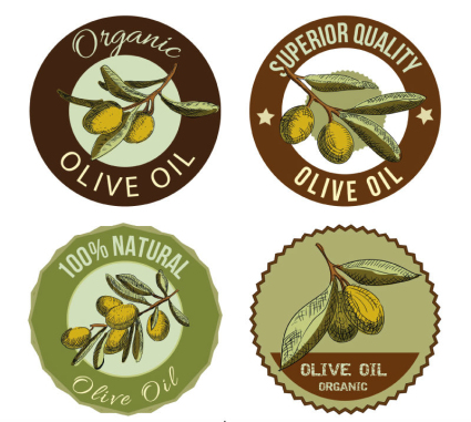 L'huile d'olive matriau 4 vecteur d'tiquettes rtro