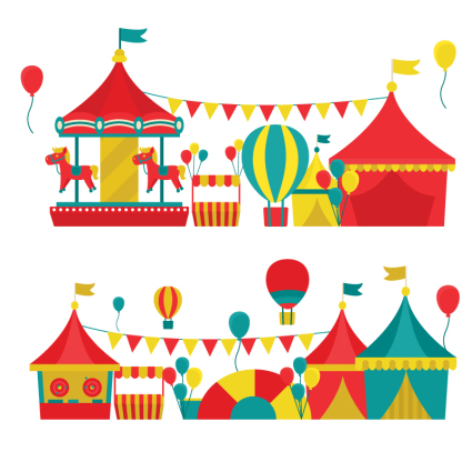 Groupe 2 bande dessin¨¦e vecteur mat¨¦riel de conception de parc d'attractions