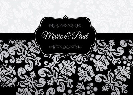 Él¨¦gante invitation de mariage mod¨¨le de carte vecteur mat¨¦riel noir