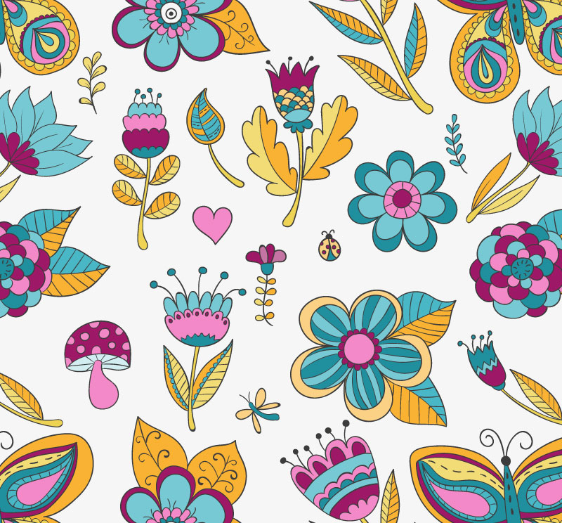 Cartoon fleurs abstraites fond seamless