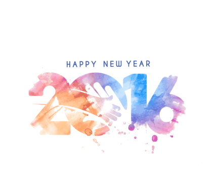 2016 New Year Word Art vecteur aquarelle
