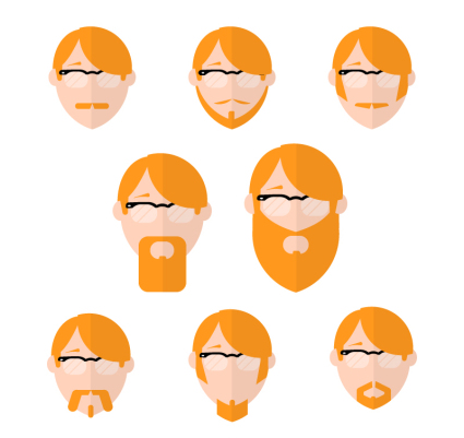 8 Photos Vector orange, cheveux homme