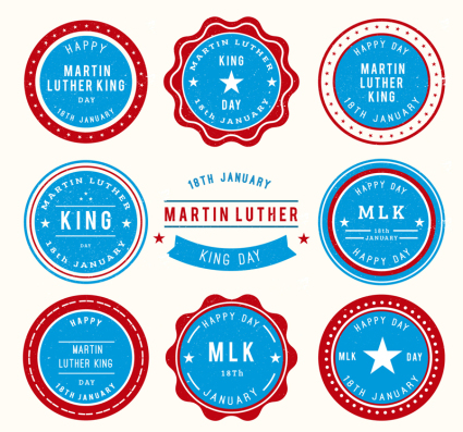 8 Martin Luther King Day vecteur matriel badge