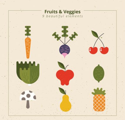 9 abstraites fruits et l¨¦gumes de conception avanc¨¦e