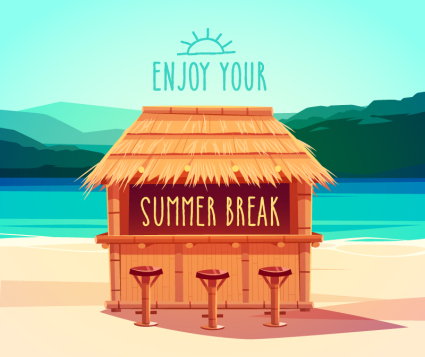 Summer beach hôtes mat¨¦riau affiches vecteur