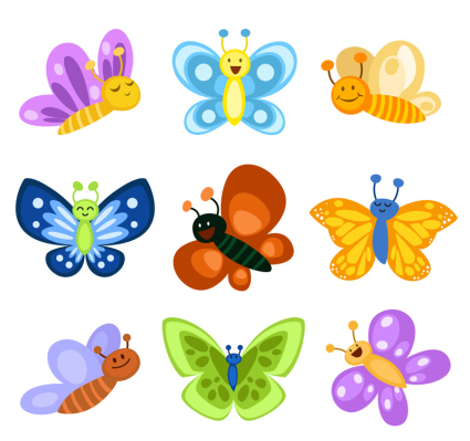 mat¨¦riau 9 Cartoon papillon vecteur