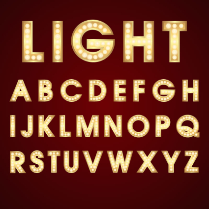 Lettres de n¨¦on jaunes de l'alphabet vecteur