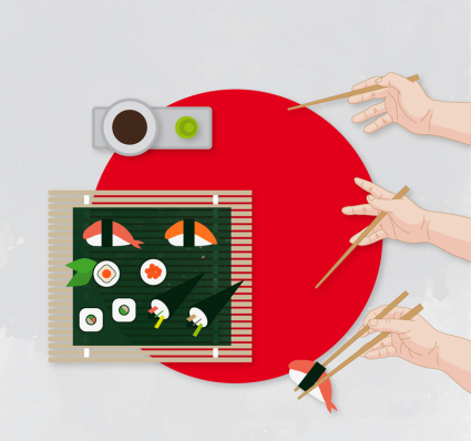 baguettes japonaises et l'utilisation de mat¨¦riel de vecteur