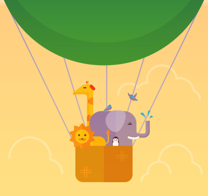 Cartoon chaudes animaux avec des ballons d'air vecteur mat¨¦riel