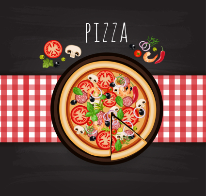 Italie Pizza vue en plan vecteur mat¨¦riel
