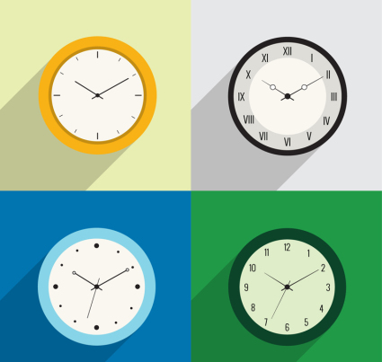 4 couleur design vecteur d'horloge