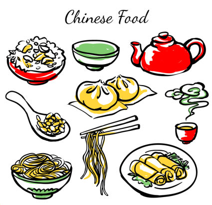 9 peinte vecteur mat¨¦riel de cuisine chinoise