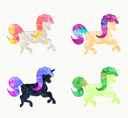 4 Eau Stained Unicorn vecteur matriel