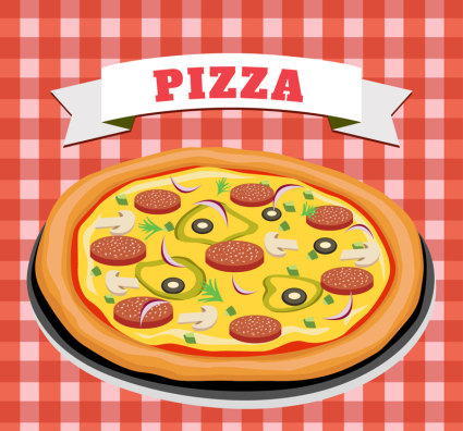 Pizza dlicieuse saucisse vecteur matriel de conception
