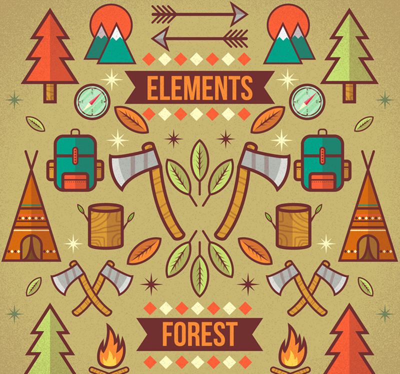 Creative camping for¨ºt ¨¦l¨¦ment illustration vectorielle tutoriel