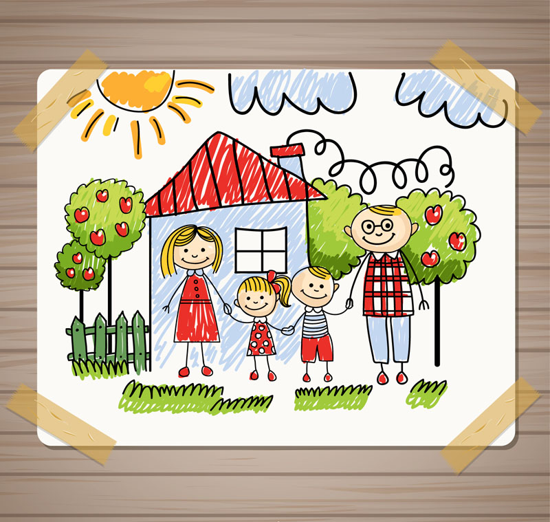Chaud illustration design vecteur mat¨¦riel Famille Enfants