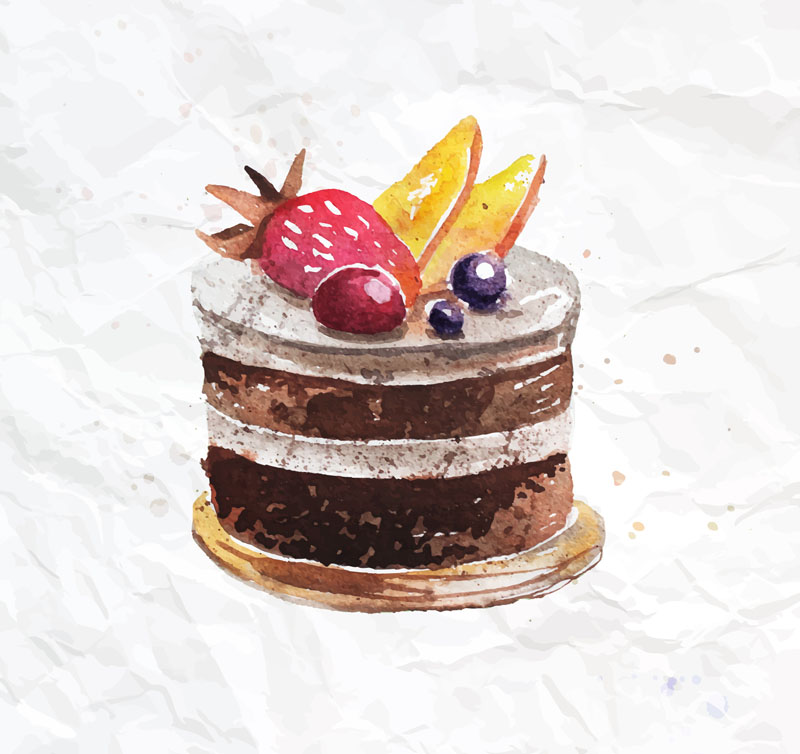 D¨¦licieux chocolat fruit mat¨¦riel gâteau de Vector