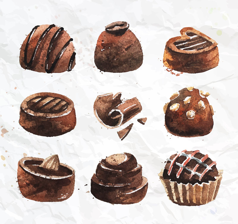 9 Aquarelle mat¨¦riel bonbons au chocolat vecteur
