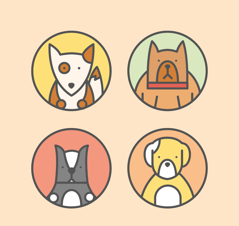 4 Chiens avatar icône vecteur mat¨¦riel
